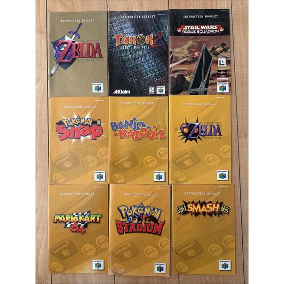 LOT Of 9 Best N64 MANUALS Zelda Mario 64 Pokémon Snap Stadium+++Nintendo 64